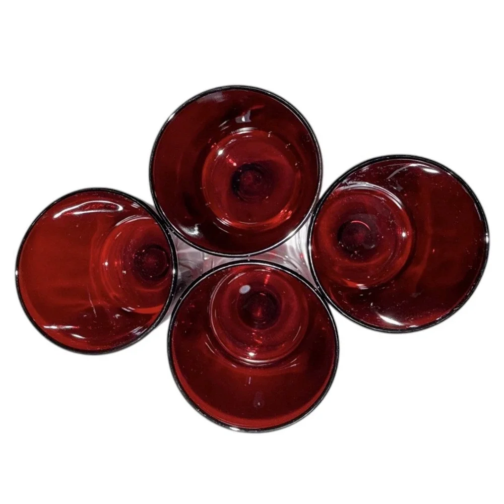 Vintage Luminarc Cavalier Ruby Red Glasses - Set of 4 - 4